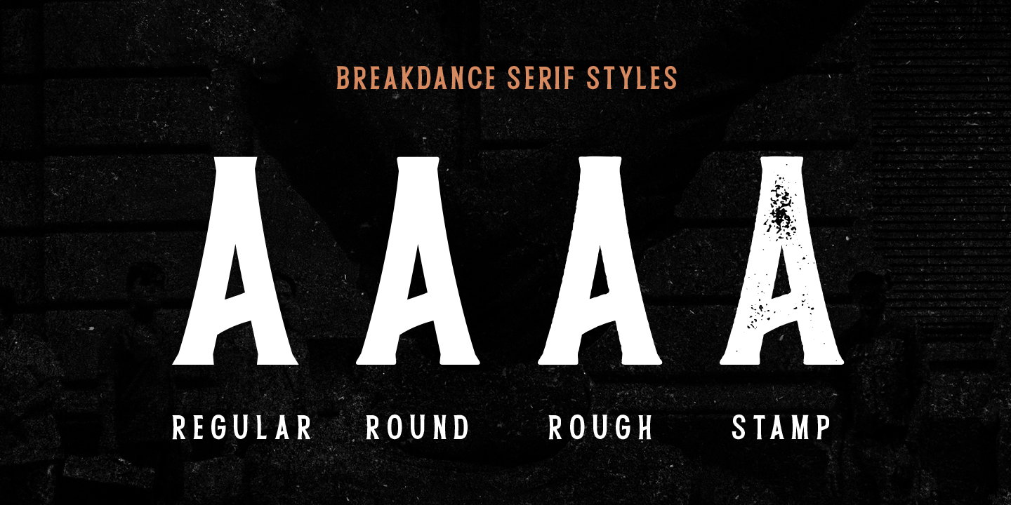 Ejemplo de fuente Breakdance Reborn Serif Stamp Oblique